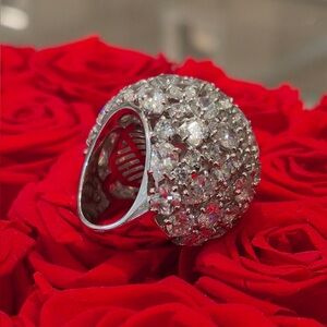 Henri Bendel Silver Crystal Dome Ring